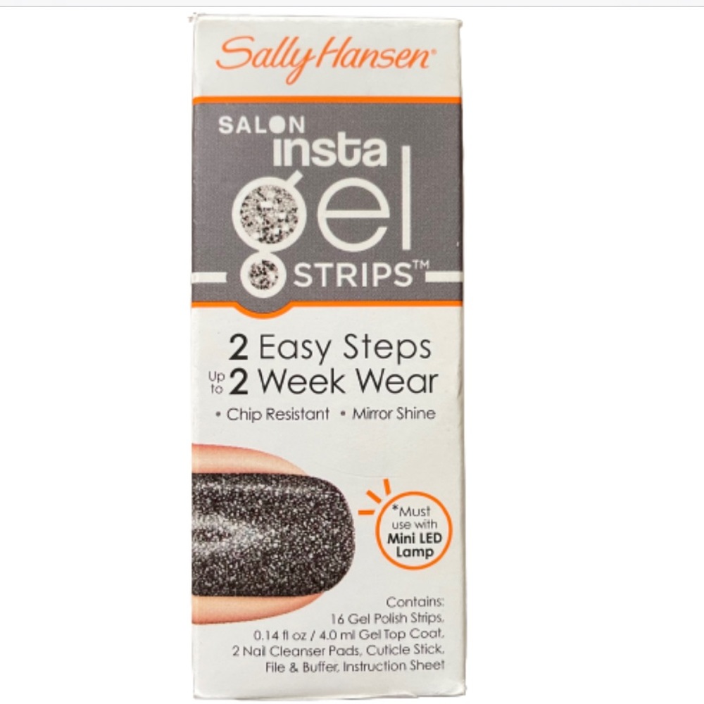 Take The Stage - charcoal black glitter print Sally Hansen Insta gel strips new